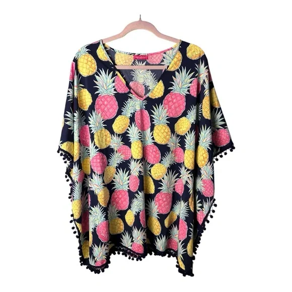 Simply Southern Women's Navy Pineapple Print Tunic Swim Cover Up Size M - Picture 6 of 6